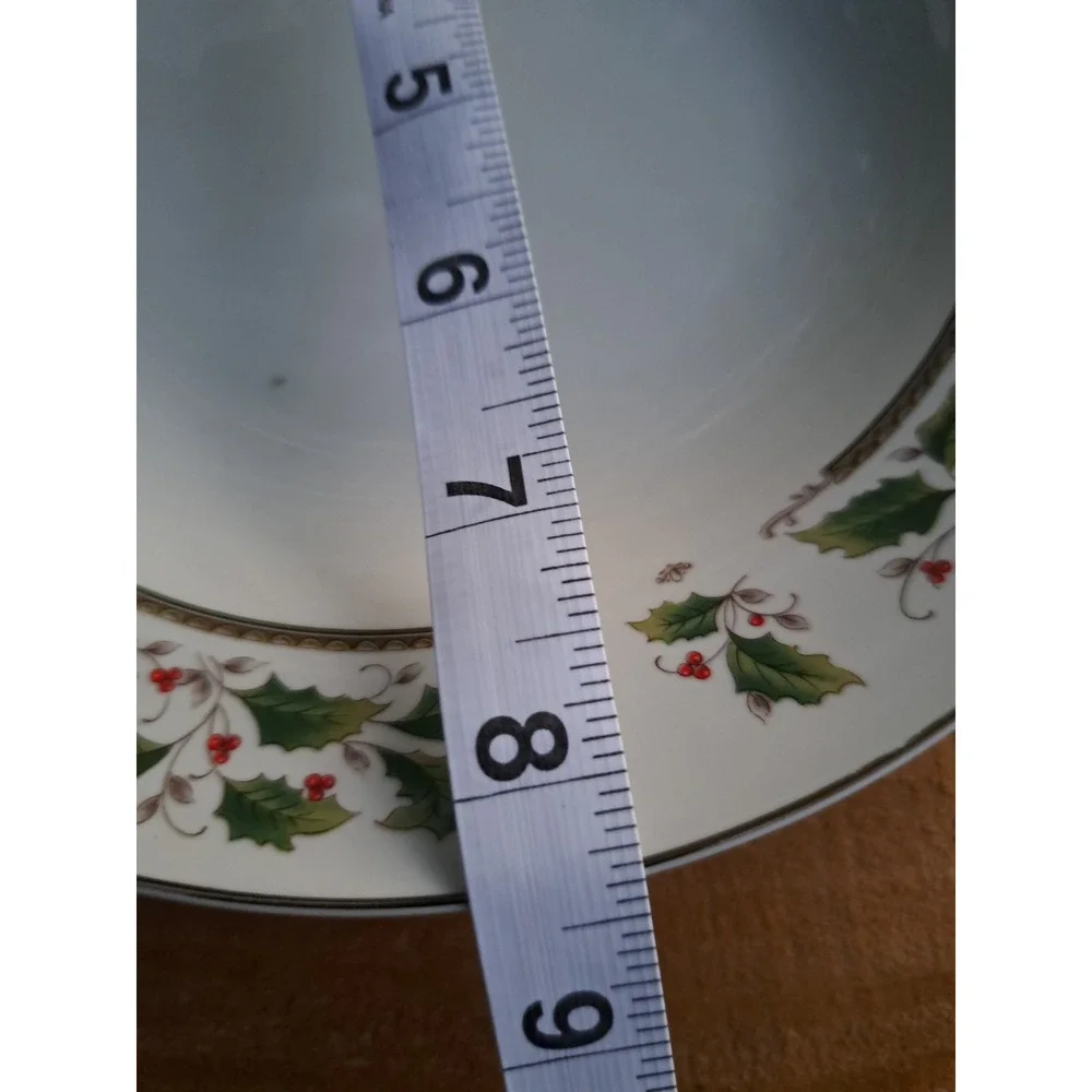 Holly Holiday Rimmed Soup Bowl Made in Japan Christmas Fine China 8.25 Inch